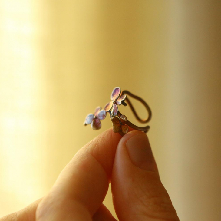 Cuff in silver, Hydrangea, фото 2